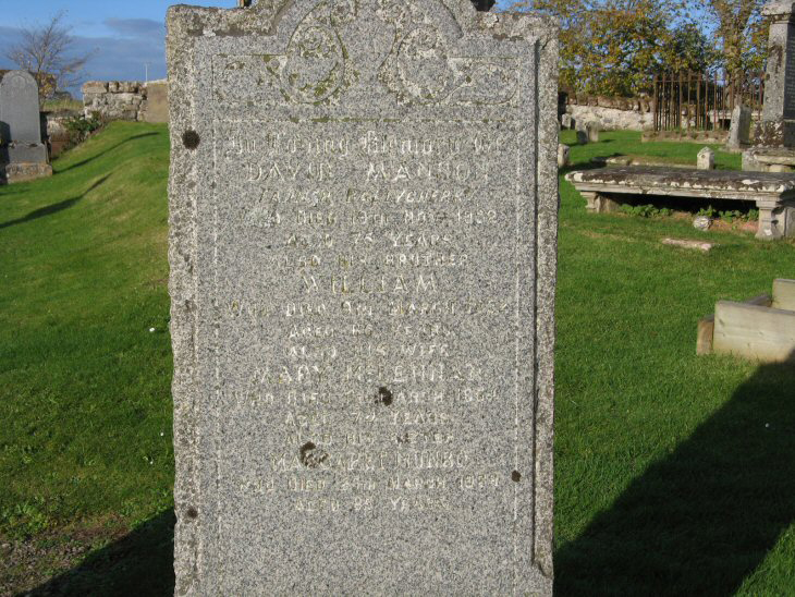 Photo of headstones/David Manson died 1952 MI Kirkmichael Churchyard